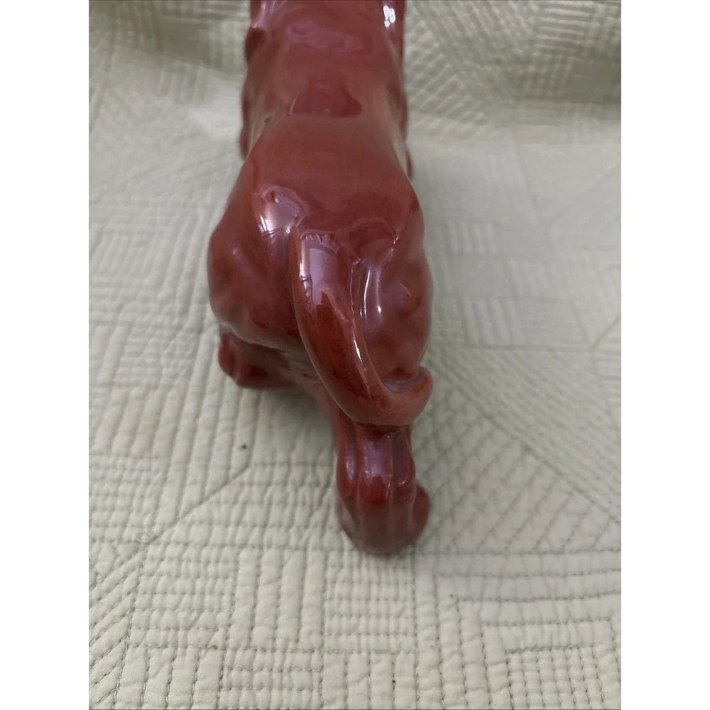 Vintage Brown Glazed Ceramic Basset Hound Dog Figurine 10